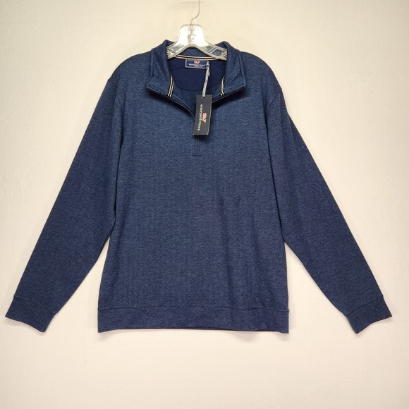Vineyard Vines Herringbone 1/2 Zip Navy Medium - Picture 2 of 8